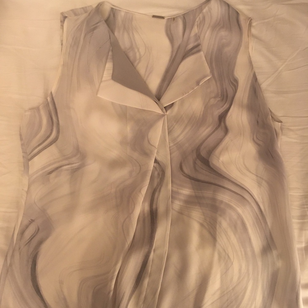 Elie Tahari marble silk sleeveless blouse-sz L